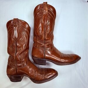 Vintage Lucchese San Antonio Men’s Cowboy Boots Brown Classic Leather